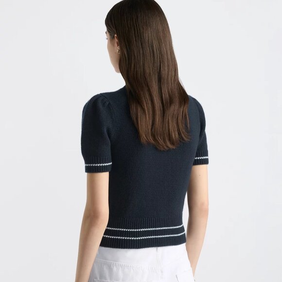 Christian Dior Short-Sleeved Sweater Navy Blue Cashmere and Wool Knit - Picture 3 of 14